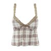 Lace plaid camisole+pleated skirt set for women
