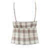 Lace plaid camisole+pleated skirt set for women