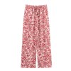 Women's European and American style printed knotted shirt+casual pants set