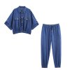 Women's European and American style short sleeved jacket+casual pants set